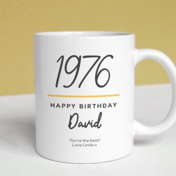 Classy 50th Birthday Year Personalised Mug