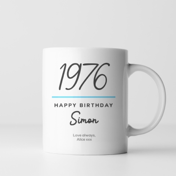 Classy 50th Birthday Year Personalised Mug
