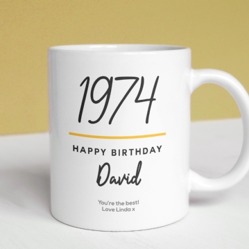 Classy 50th Birthday Year Personalised Mug