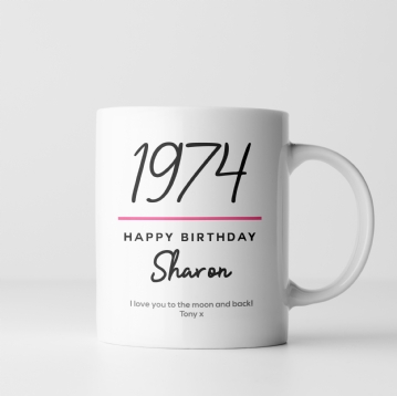 Classy 50th Birthday Year Personalised Mug
