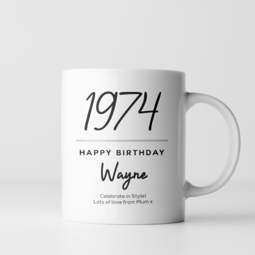 Classy 50th Birthday Year Personalised Mug