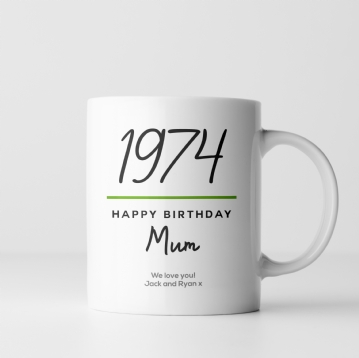 Classy 50th Birthday Year Personalised Mug