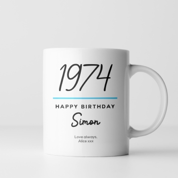 Classy 50th Birthday Year Personalised Mug