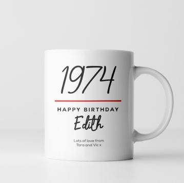 Classy 50th Birthday Year Personalised Mug