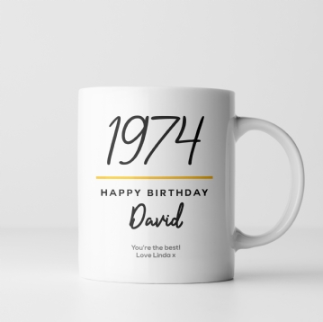 Classy 50th Birthday Year Personalised Mug