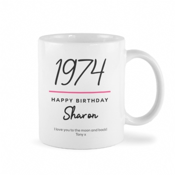 Classy 50th Birthday Year Personalised Mug