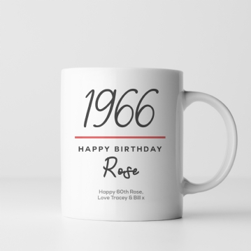 Classy 60th Birthday Year Personalised Mug
