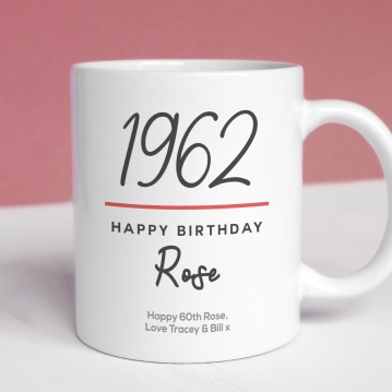Classy 60th Birthday Year Personalised Mug