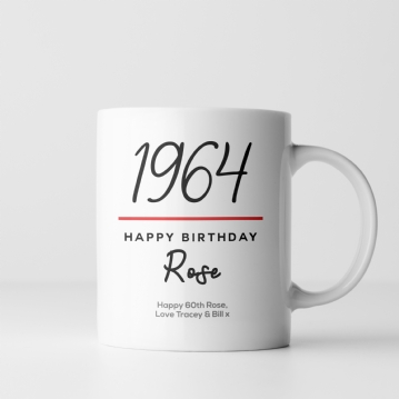 Classy 60th Birthday Year Personalised Mug