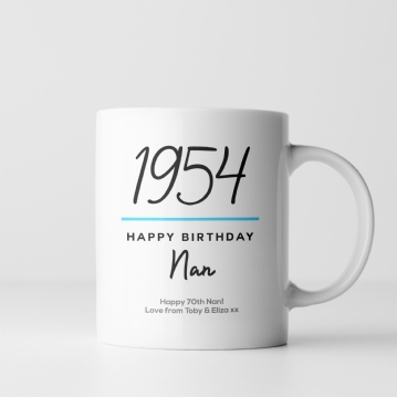 Classy 70th Birthday Year Personalised Mug