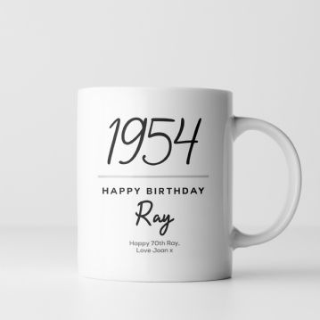 Classy 70th Birthday Year Personalised Mug