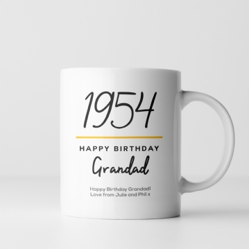 Classy 70th Birthday Year Personalised Mug