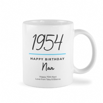 Classy 70th Birthday Year Personalised Mug