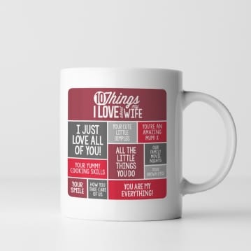 Personalised 10 Things I Love About my Wife Mug