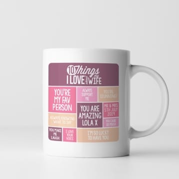 Personalised 10 Things I Love About my Wife Mug