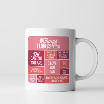 Personalised 10 Things I Love About My Boyfriend Mug