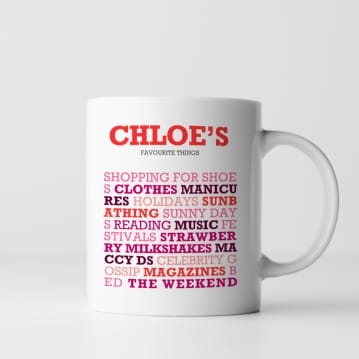 Personalised Favourite Things Mug