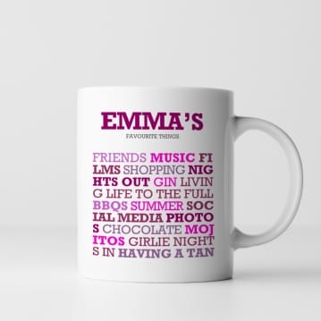 Personalised Favourite Things Mug