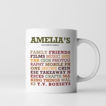 Personalised Favourite Things Mug