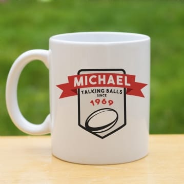 Personalised "Talking Balls" Rugby Year Mug