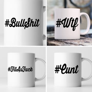 Rude & Cheeky Hashtag Mugs