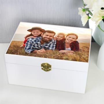 Personalised White Storage Box with Photo