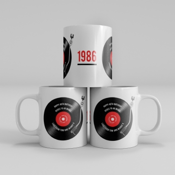 Personalised 40th Birthday Retro Record Mug