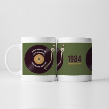 Personalised 40th Birthday Retro Record Mug