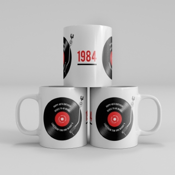Personalised 40th Birthday Retro Record Mug