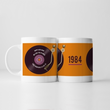 Personalised 40th Birthday Retro Record Mug