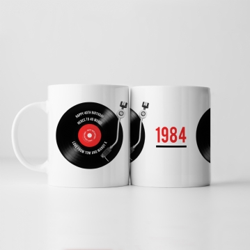 Personalised 40th Birthday Retro Record Mug