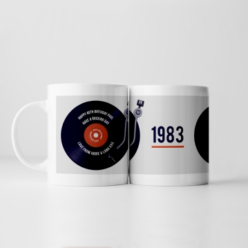 Personalised 40th Birthday Retro Record Mug