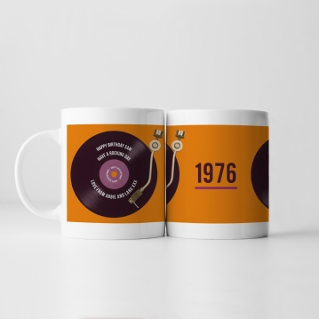 Personalised 50th Birthday Retro Record Mug