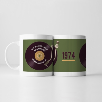 Personalised 50th Birthday Retro Record Mug