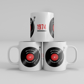 Personalised 50th Birthday Retro Record Mug