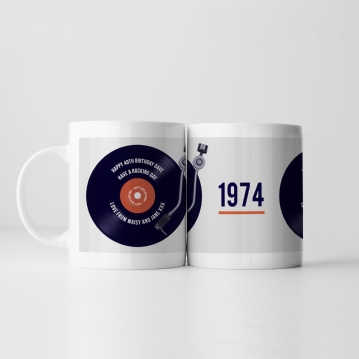 Personalised 50th Birthday Retro Record Mug