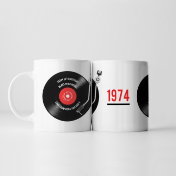 Personalised 50th Birthday Retro Record Mug