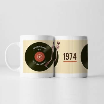 Personalised 50th Birthday Retro Record Mug