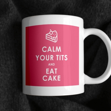 Funny Calm Down and Eat Cake Mug