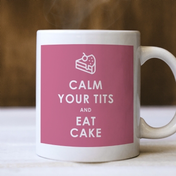 Funny Calm Down and Eat Cake Mug