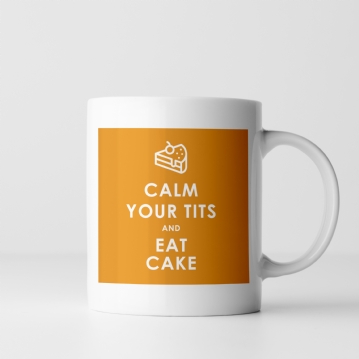 Funny Calm Down and Eat Cake Mug