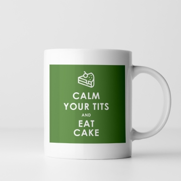 Funny Calm Down and Eat Cake Mug