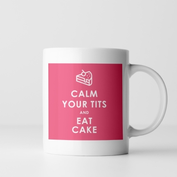 Funny Calm Down and Eat Cake Mug