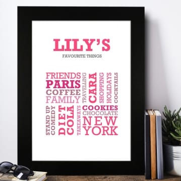 Favourite Things Personalised Print