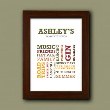 Favourite Things Personalised Print