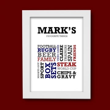 Favourite Things Personalised Print