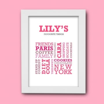 Favourite Things Personalised Print