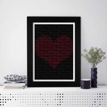 Personalised Names Heart Custom Poster