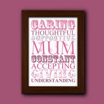 Words for Mum Print with Personalised Frame