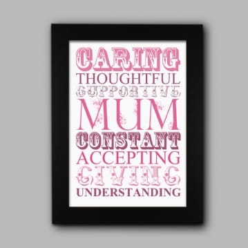 Words for Mum Print with Personalised Frame